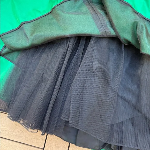 Bob Mackie boutique green black maxi gown dress with floral lace top